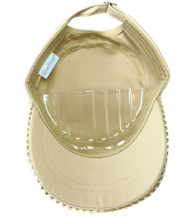 Baseball Caps Women's Military Cadet Army Cap Hat with Bling -Rhinestone Crystals on Brim - Khaki - CY18SZZ5E5Y $13.31