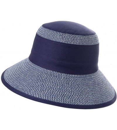 Sun Hats Womens Braided Summer Sun Hat UPF Protection Panama Fedora Outdoor Beach Hiking - 00770_navy Blue - CY18UAG55QW $15.72