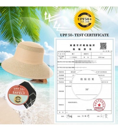 Sun Hats Womens Braided Summer Sun Hat UPF Protection Panama Fedora Outdoor Beach Hiking - 00770_navy Blue - CY18UAG55QW $15.72