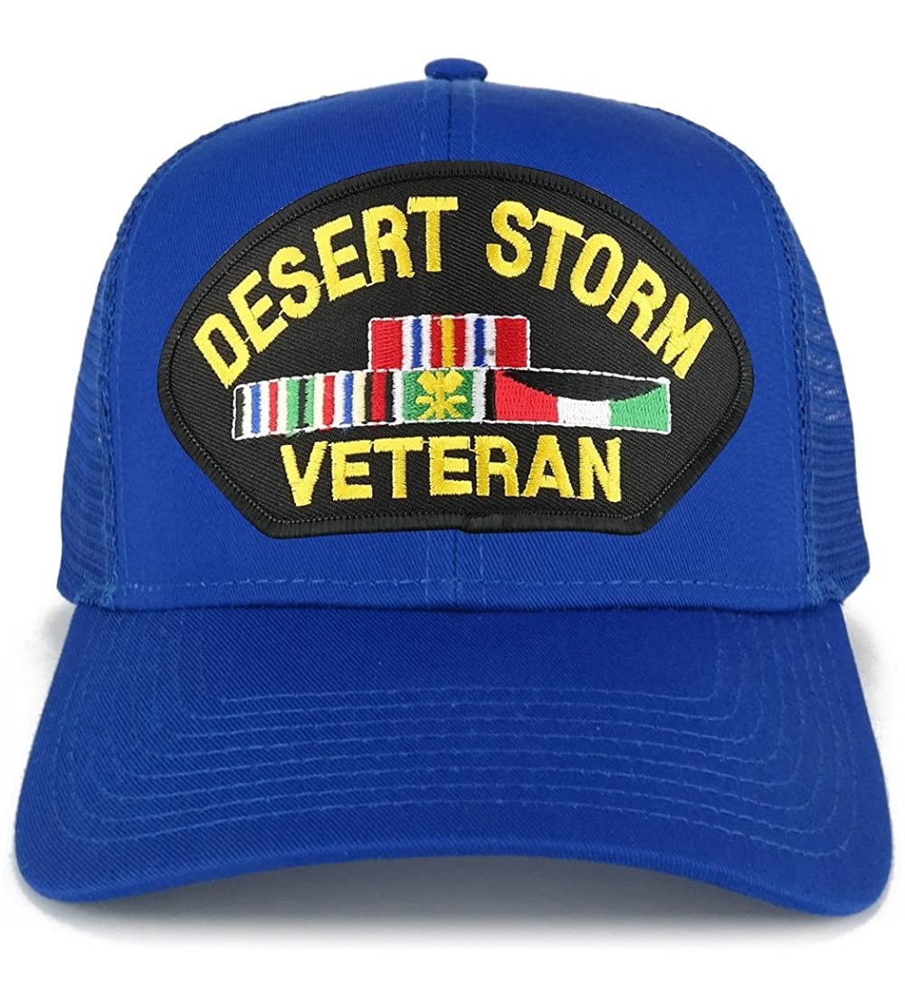 Baseball Caps Desert Storm Veteran Embroidered Patch Snapback Mesh Trucker Cap - Royal - C9189OKZHTO $13.49