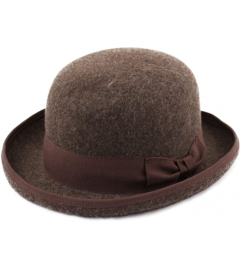 Fedoras Classic Melon Wool Felt Bowler Hat - Marron-chine - CC187N7RKLH $30.32