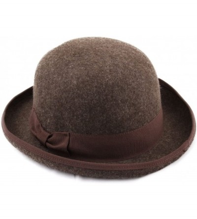 Fedoras Classic Melon Wool Felt Bowler Hat - Marron-chine - CC187N7RKLH $30.32