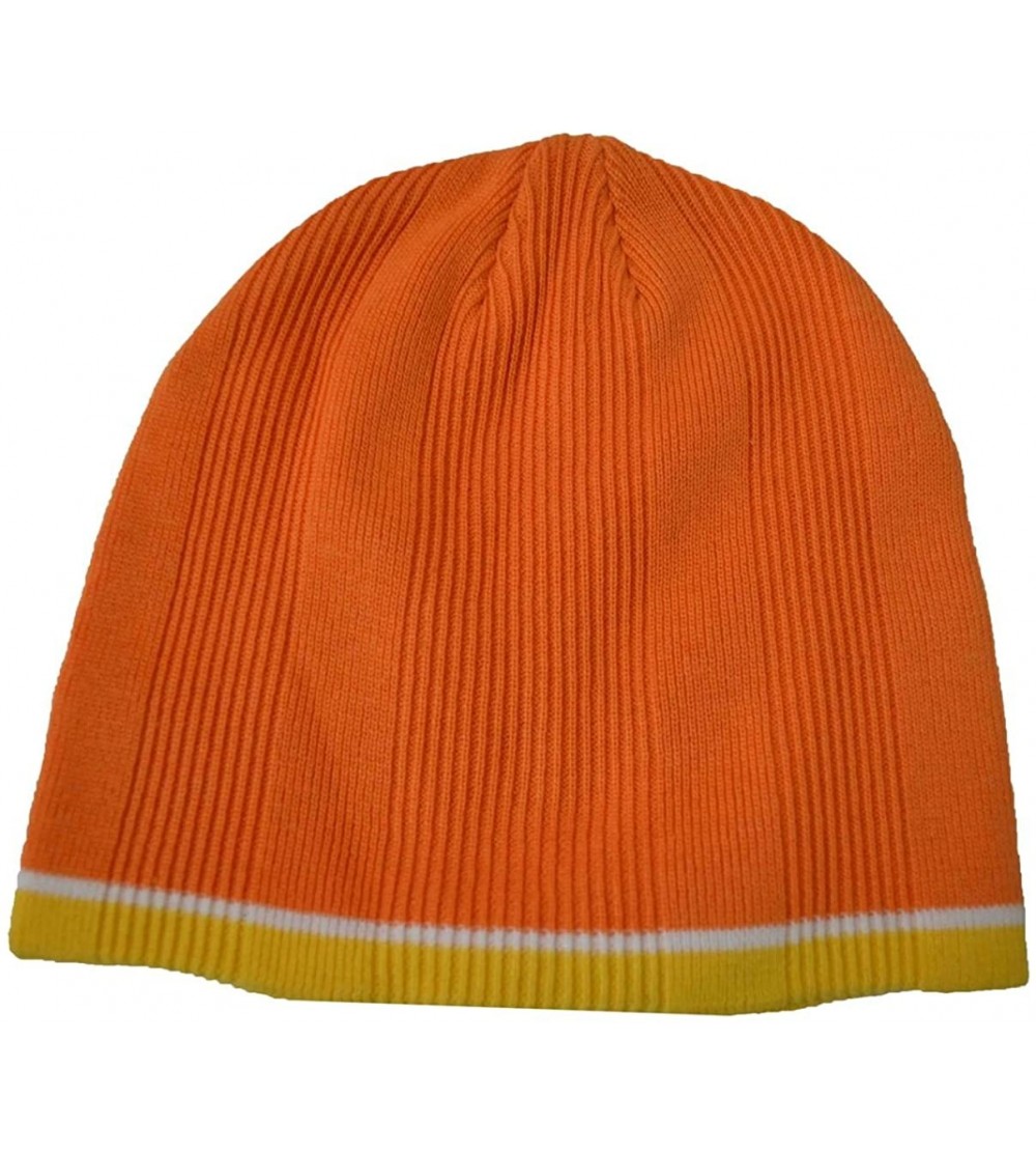 Skullies & Beanies Men's Cuffless Beanie Knit Hat Orange Yellow - CF12C14J5Q9 $12.13