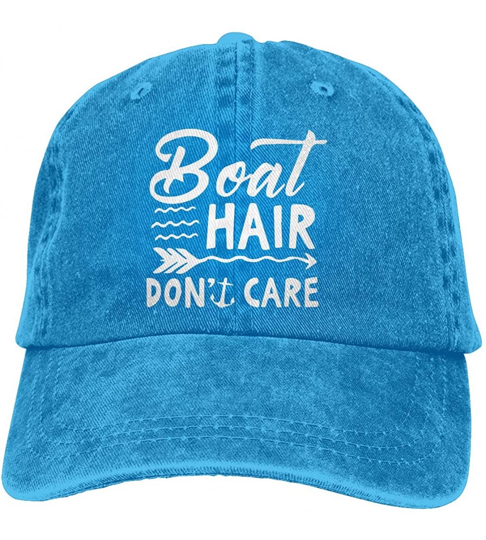 Baseball Caps Boat Hair Don't Care Print Vintage Hot Men & Women Adjustable Denim Dad Hat Cotton Baseball Cap Navy - Blue - C...