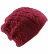 Skullies & Beanies Unisex Mens Womens Knitted Wool Winter Oversized Slouchy Warm Beanie Hat Cap - Red - CQ12MA7VRYJ $26.77