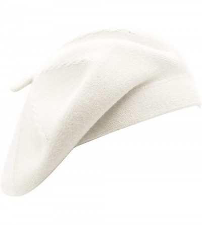 Berets French Beret Hat-Reversible Solid Color Cashmere Beret Cap for Womens Girls Lady Adults - White1 - CW18KGEX2I3 $12.12