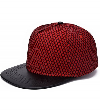 Baseball Caps Baseball Cap for Men-Adjustable Snapback Hats for Women Mesh Hip-Hop Flat Brim Visors - Red - CK1854I0R6W $10.93