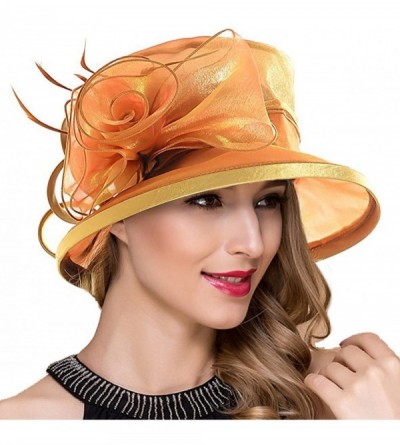 Bucket Hats Lady Church Derby Dress Cloche Hat Fascinator Floral Tea Party Wedding Bucket Hat S051 - S043-gold - CS18EHQXHC6 ...