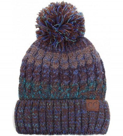 Skullies & Beanies Unisex Cuffed Multi Color with Warm Lining Interior Pom Pom Skull Beanie Hat - Teal - CT18I522QAY $37.15