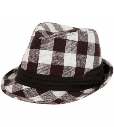 Fedoras Plain Fedora Fashion Hat - Plaid Brown & White - CT112IYCBLT $13.62