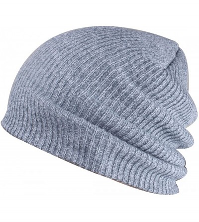 Skullies & Beanies Slouchy Winter Hats Knitted Beanie Caps Soft Warm Ski Hat - Light Grey - CN12K49KKWV $23.60