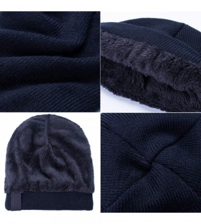 Skullies & Beanies Knit Beanie Warm Thick Lined Hat Mens Winter Skull Cap Unisex Beanie Cap - Blue - CF18IE70SWR $11.63