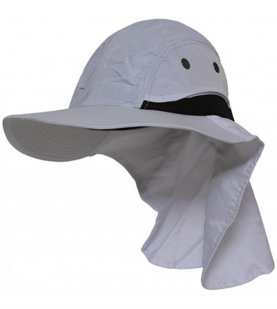 Sun Hats 4 Panel Large Bill Flap Hat W15S48B (One Size Fits Most/White) - CR11KCRZ9TP $14.53