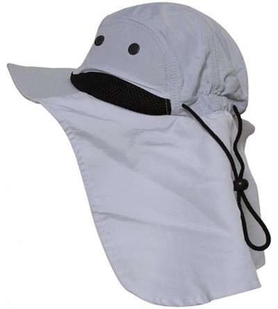 Sun Hats 4 Panel Large Bill Flap Hat W15S48B (One Size Fits Most/White) - CR11KCRZ9TP $14.53