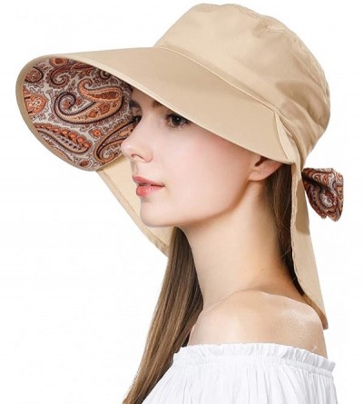 Sun Hats Packable SPF 50 Ponytail Sun Hat for Women Summer Neck Shade Gardening Fishing Khaki 56-58cm - CW18OR6UM96 $33.71