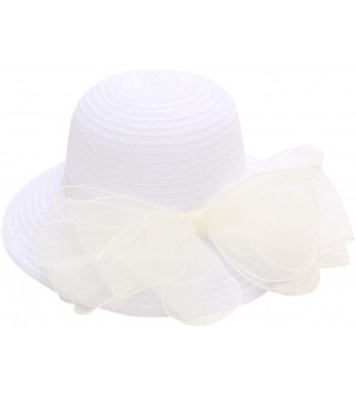 Sun Hats Casual Women's Church Derby Dress Fascinator Bridal Cap British Tea Party Wedding Sun Hat - White - CL18THR4RGG $20.28