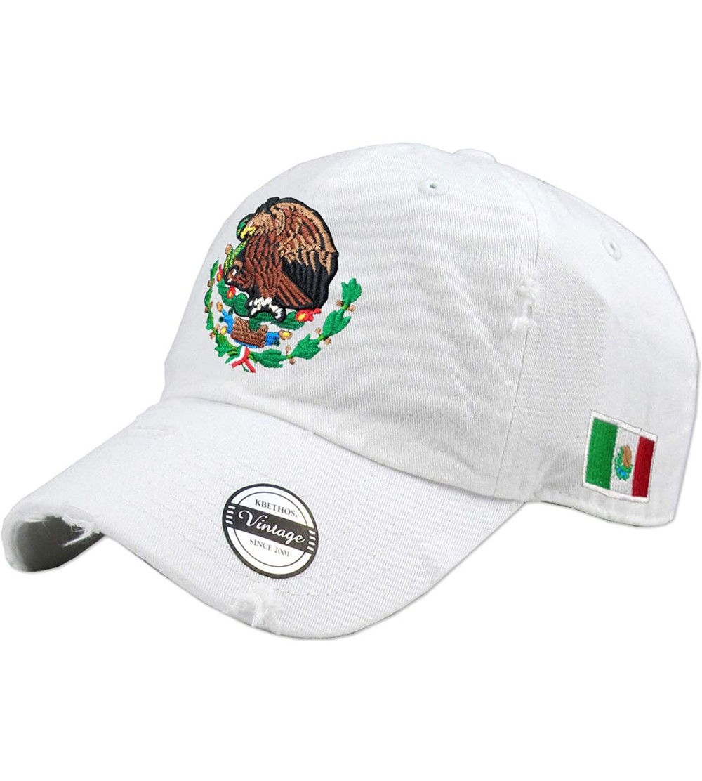 Baseball Caps Mexico Snapback dadhat Flat Panel and Vintage Hats Embroidered Shield and Flag - Vintage White/Full Color - CU1...
