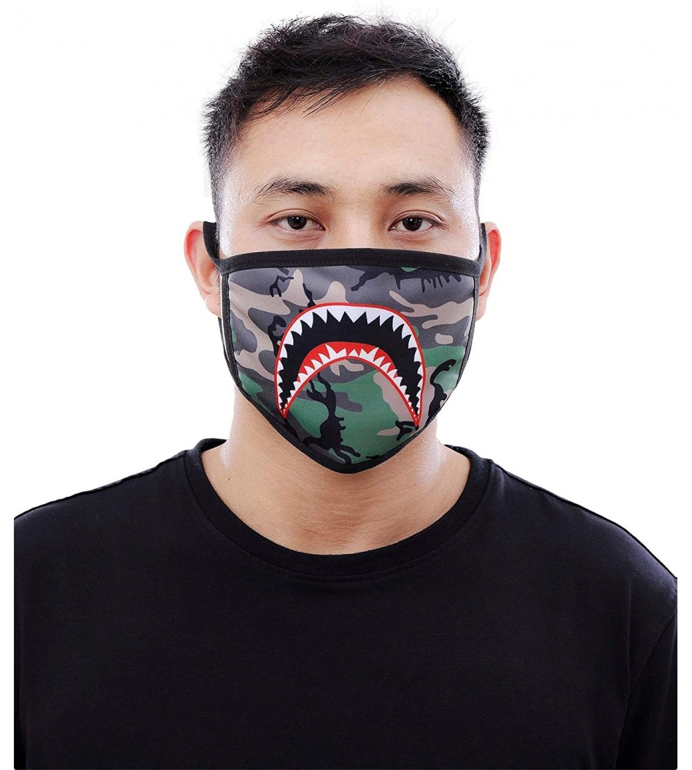 Balaclavas Bandana Fashion Face Mask - Shark Mouth - Camo - CJ198GUACUI $13.77
