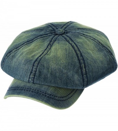 Newsboy Caps Baker Boy Flat Cap Stitchy Beret Washed Denim Jean Hat NC3696 - Blue - C71838SZLWT $44.44