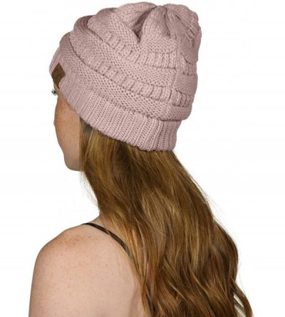 Skullies & Beanies Thick Slouchy Knit Unisex Beanie Cap Hat-One Size-Rose - CO11N5DD7P1 $11.02