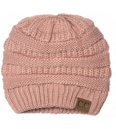 Skullies & Beanies Thick Slouchy Knit Unisex Beanie Cap Hat-One Size-Rose - CO11N5DD7P1 $11.02