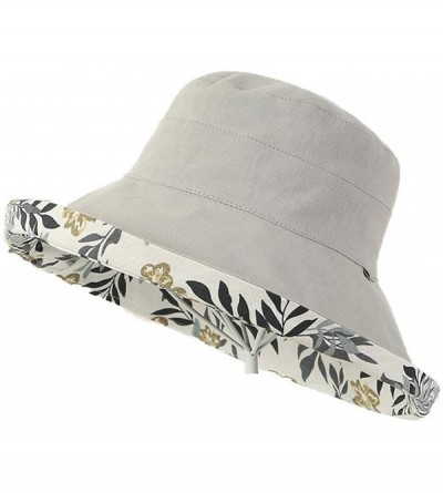 Sun Hats Bucket Hat for Women Double Side Wear Hat Girls Large Wide Brim Hat Packable Visor Caps - Grey (Leaves) - CP18RW5QQ2...