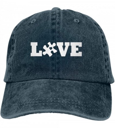 Baseball Caps Men's/Women's Denim Fabric Baseball Hat Adjustable Strap Low Profile Love Autism Awareness Sports Denim Cap - C...