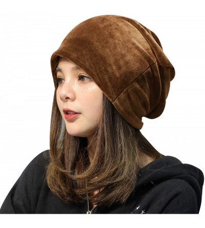 Skullies & Beanies Women Fashion Leisure Winter Warm Hat Velvet Soft Beanie for Outdoors - Brown - CQ188E553H5 $26.36