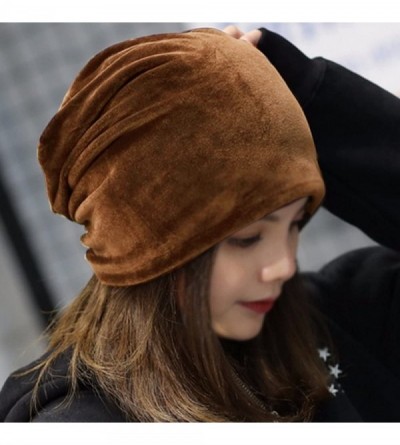 Skullies & Beanies Women Fashion Leisure Winter Warm Hat Velvet Soft Beanie for Outdoors - Brown - CQ188E553H5 $14.08