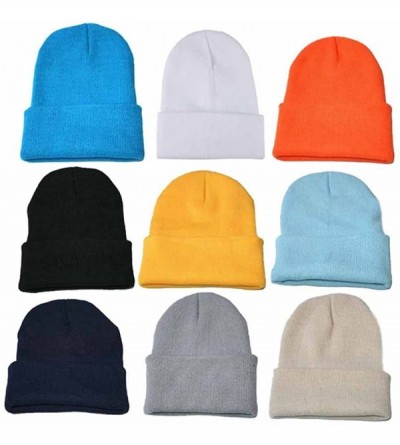 Skullies & Beanies Classic Men's Warm Winter Hats Acrylic Knit Cuff Beanie Cap Unisex Daily Beanie Hat (Black) - CT18L3CDG37 ...