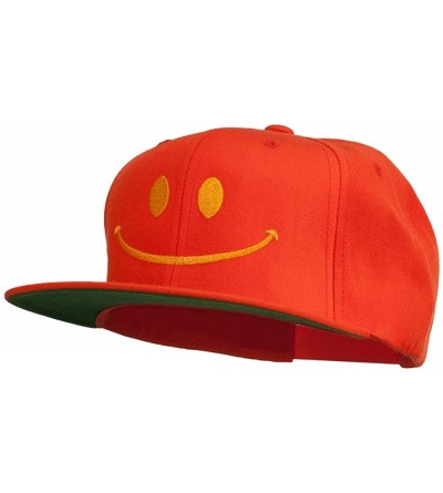 Baseball Caps Big Smile Face Embroidered Flat Bill Cap - Orange - CT11P5HKRFD $49.71