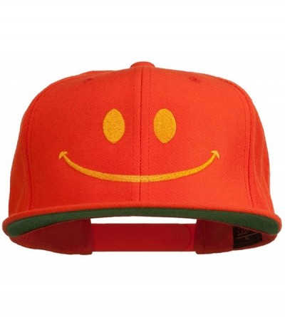 Baseball Caps Big Smile Face Embroidered Flat Bill Cap - Orange - CT11P5HKRFD $23.51