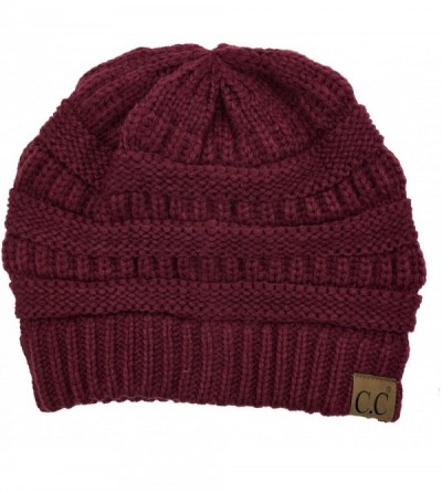Skullies & Beanies Soft Stretch Chunky Cable Knit Slouchy Beanie Hat - Maroon - CM187ICNOUW $23.26