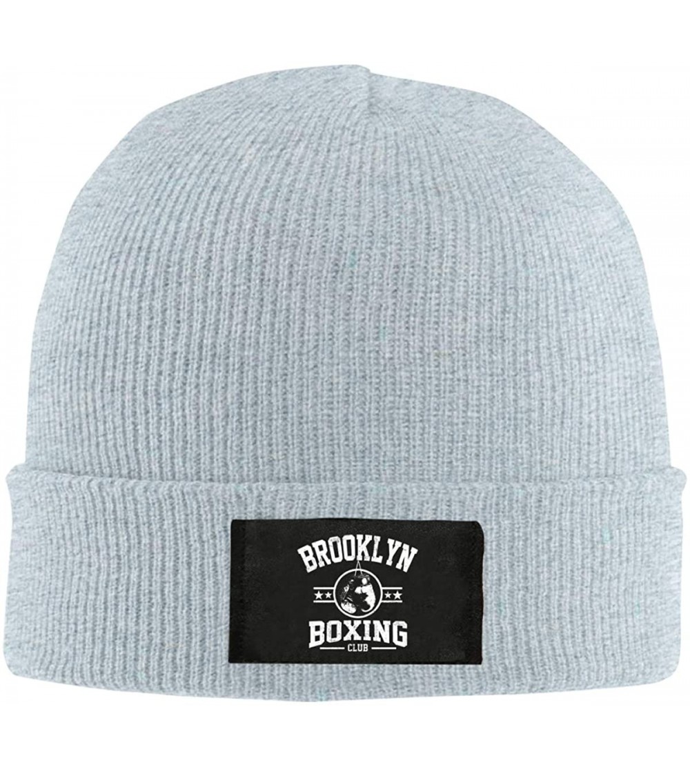 Skullies & Beanies Brooklyn Boxing Club Men Women Knitted Hat Winter Warm Beanie Cap - Gray - CX18N7W588U $18.06