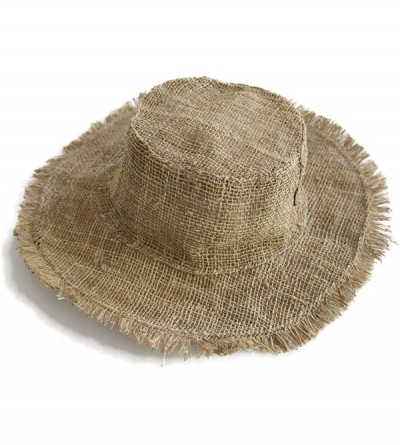 Sun Hats Hemp Sun hat- Frayed Edges- Hemp Summer Hat- Natural Hippie hat- Straw hat Men - Natural - C918WE9C9GI $52.67