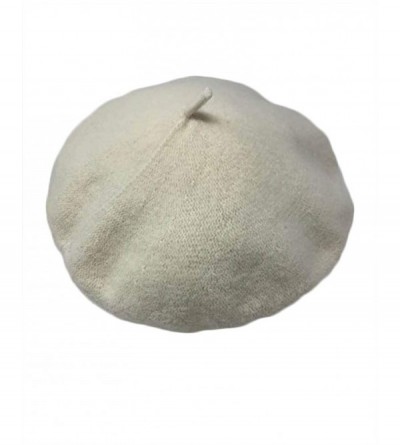 Berets French Casual Classic Solid Women Wool Beret Hat - Ivory - C018LCHK5WU $8.26