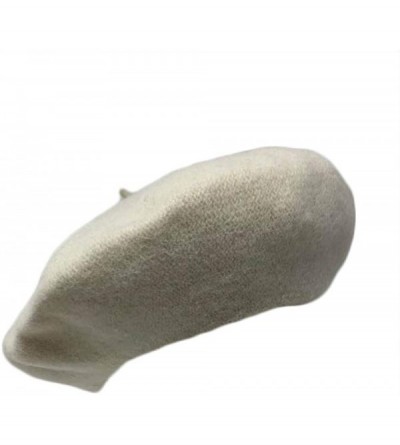 Berets French Casual Classic Solid Women Wool Beret Hat - Ivory - C018LCHK5WU $8.26