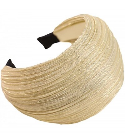 Cold Weather Headbands Womens Wide Bling Pleat Hard Headband Hair Band - Beige - CK12MSZBI07 $8.21