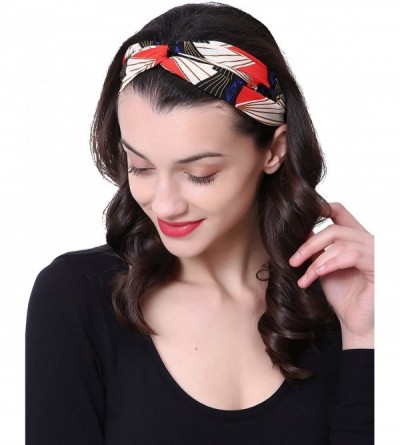 Headbands 3 Pack Fashion Headband for women Adjustable Stretchy Boho Criss Cross Vintage Hairband - Red - CM18C34GH38 $11.42