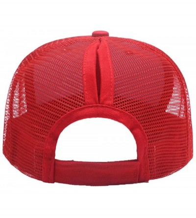 Baseball Caps Custom Women's Ponytail Mesh Adjustable Cap-Baseball Cap-Trucker Hat Suitable Cool Unisex Cap - Red - CS18K3HO6...