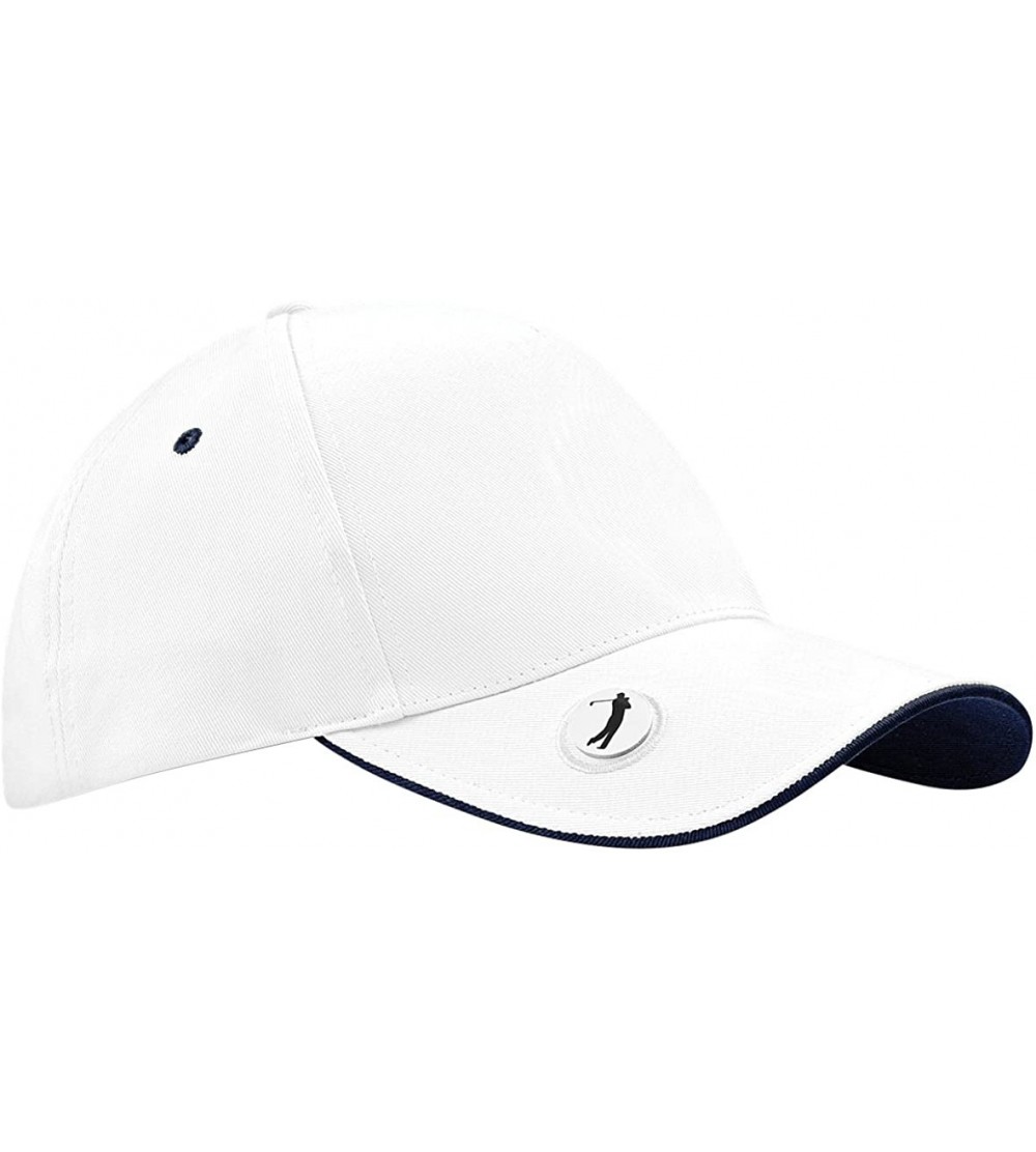 Baseball Caps Unisex Pro-Style Ball Mark Golf Cap - White/French Navy - CN11I91VBMZ $11.50