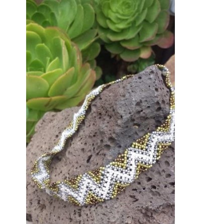 Headbands Native American Pattern Elastic Stretch Seed Bead/Fabric/Lace/Crystal Hair Accessories - White&Brown - CF11F0FG6X7 ...