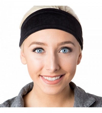 Headbands Adjustable & Stretchy Crushed Xflex Wide Headbands for Women Girls & Teens - Black & Mint Crushed 2pk - CR18396XWN2...