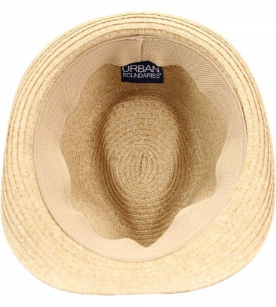 Fedoras Women's Stretch Fit Paper Straw Fedora Hat - Navy - CL18I5UKE2C $38.57