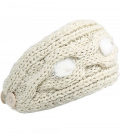 Cold Weather Headbands Plain Adjustable Winter Cable Knit Headband - 2-ivory - CT18MGRKX85 $8.22