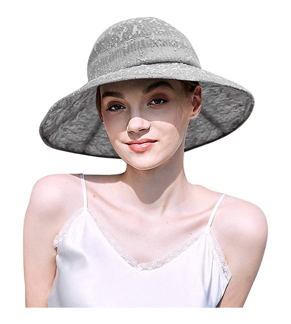 Bucket Hats Packable Sun Hats for Women with UV Protection Stylish Floppy Travel Hat - Gray - C418R44KLM2 $12.30