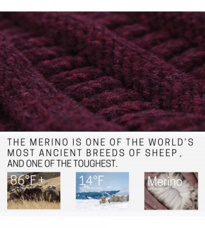 Skullies & Beanies Knit Hat Scarf Set - Merino Wool Winter Warm Beanie Circle Loop Scarves - Hat - Burgundy - CP18II2L3NM $18.29