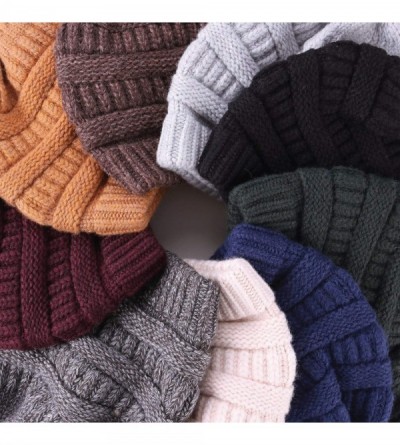 Skullies & Beanies Knit Hat Scarf Set - Merino Wool Winter Warm Beanie Circle Loop Scarves - Hat - Burgundy - CP18II2L3NM $18.29