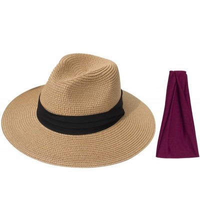 Sun Hats Women Straw Panama Hat Felt Fedora Beach Sun Hat Vintage Headband Wide Brim Straw Roll up Hat UPF 30+ - CT1947KEZI0 ...
