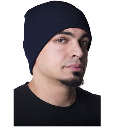 Skullies & Beanies 100% Wool Hats for Men and Women - Beanie Caps for Winter- Sports Teams and More! - Dark Navy - CW11BRH70F...